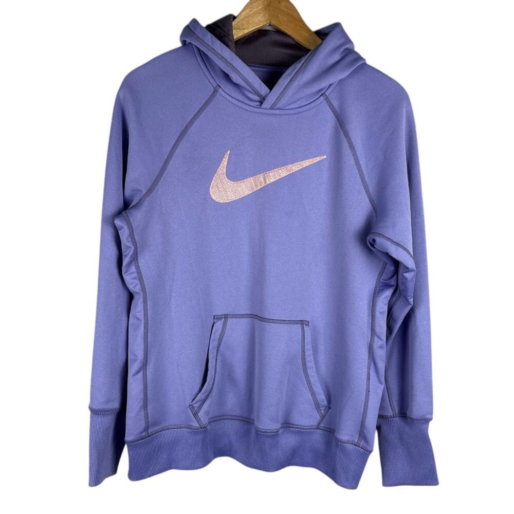Nike Therma Fit‎ Swoosh Logo Pullover Long Sleeve Hoodie Lavender Size Large